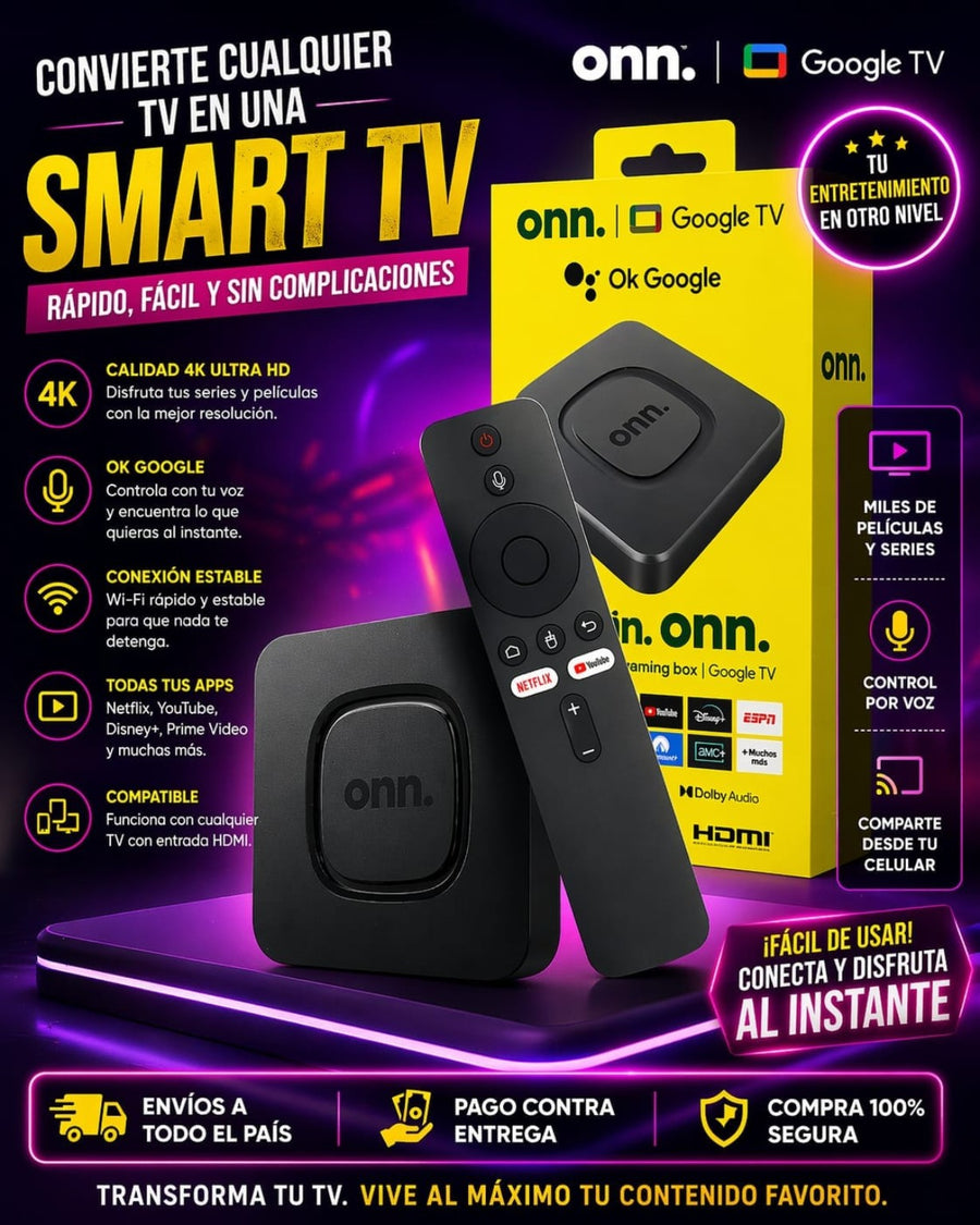 onn. Google TV 4K – Streaming Box con Control por Voz