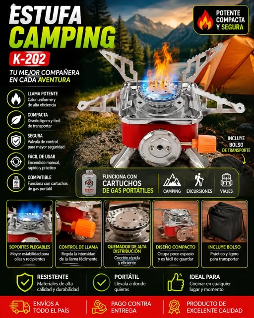 🔥 ESTUFA DE CAMPING K-202