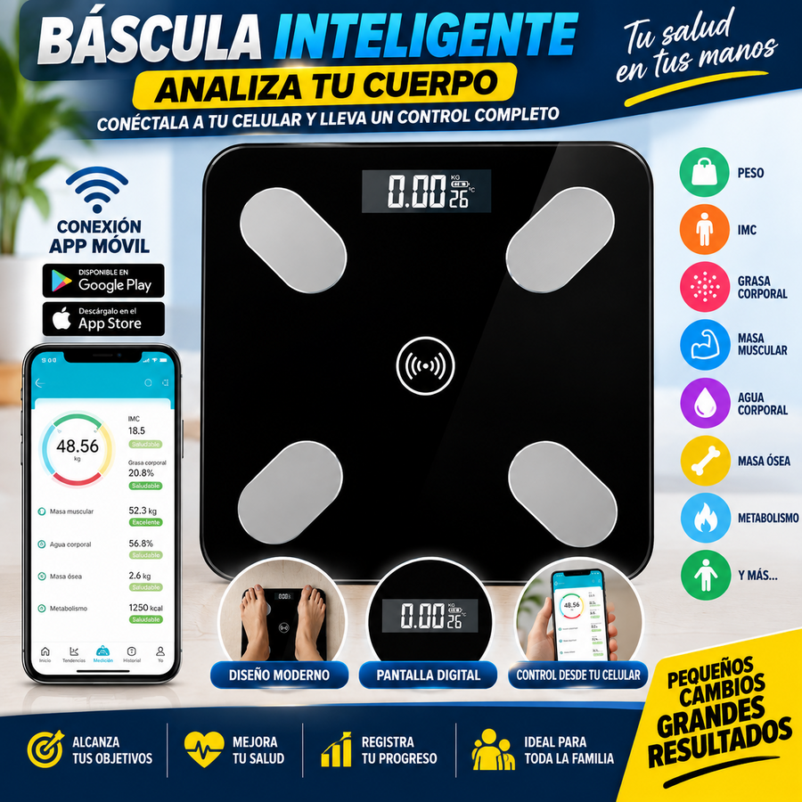 ⚖️ Báscula Inteligente Bluetooth – Análisis Corporal