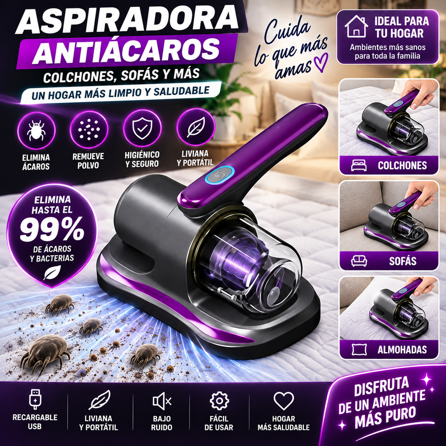 🧹 Aspiradora Antiácaros UV Recargable