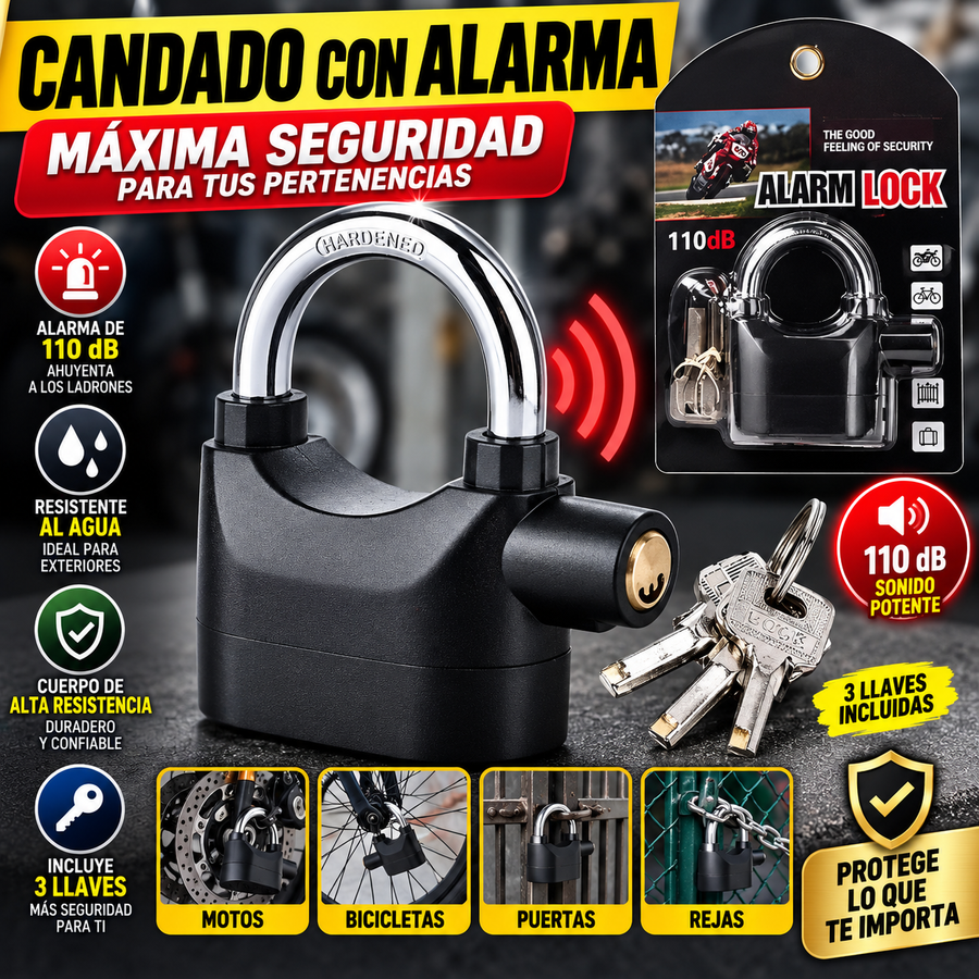 🛡️ CANDADO CON ALARMA — SEGURIDAD Y PROTECCIÓN
