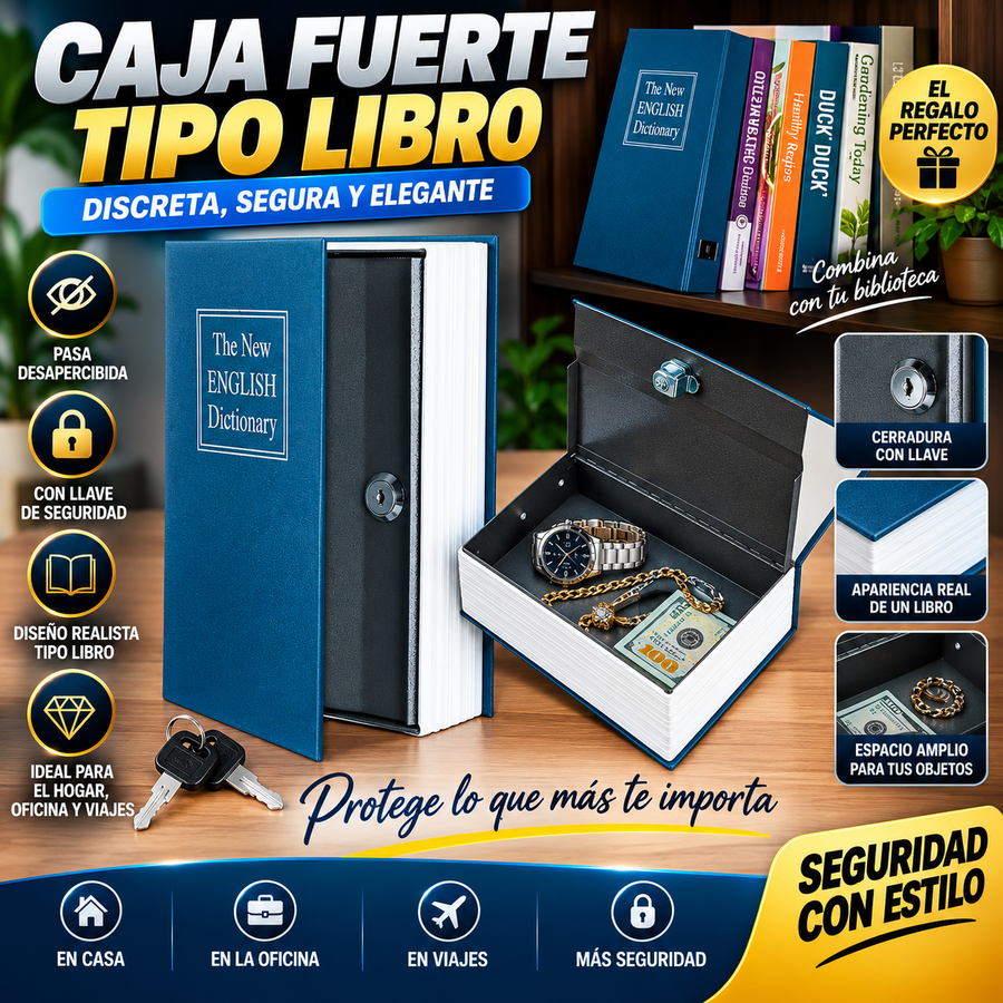 📖🔐 Caja Fuerte Tipo Libro con Llave